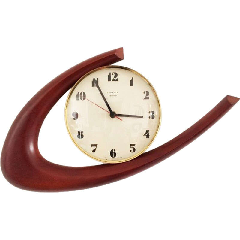 French mahogany boomerang clock - 1960s