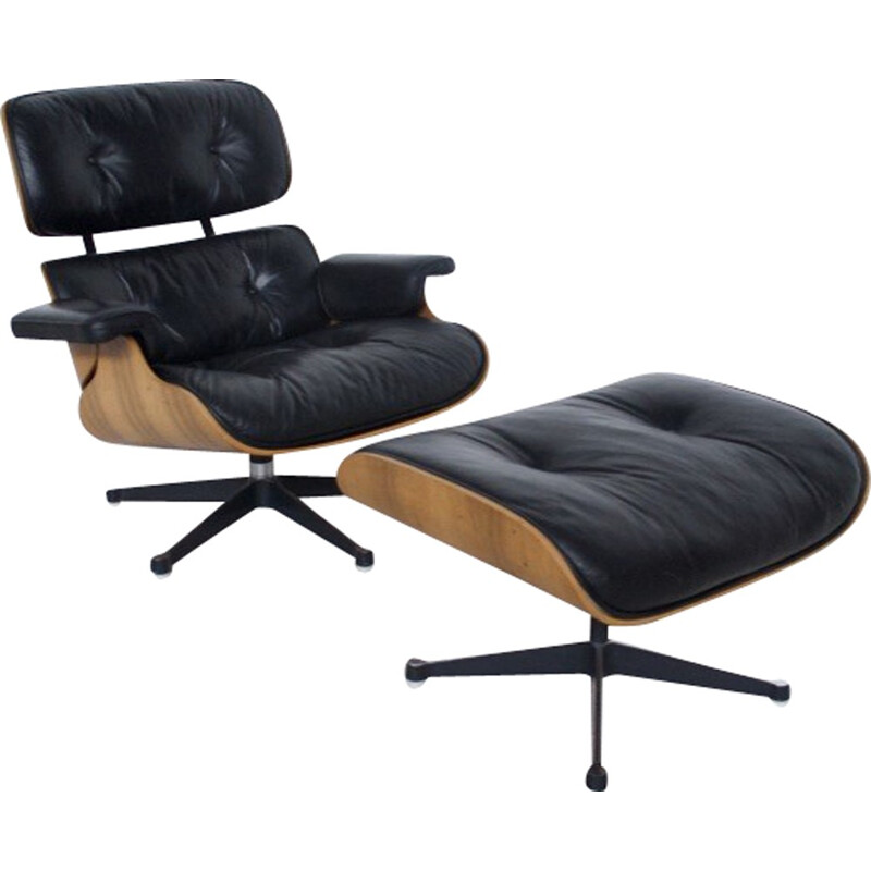 Black Lounge chair and ottoman by Charles & Ray Eames - 1990s