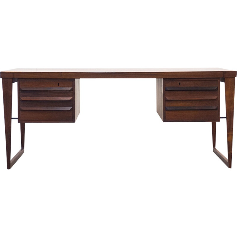 Free standing rosewood desk by Kai Kristiansen for Feldballes Møbelfabrik - 1950s