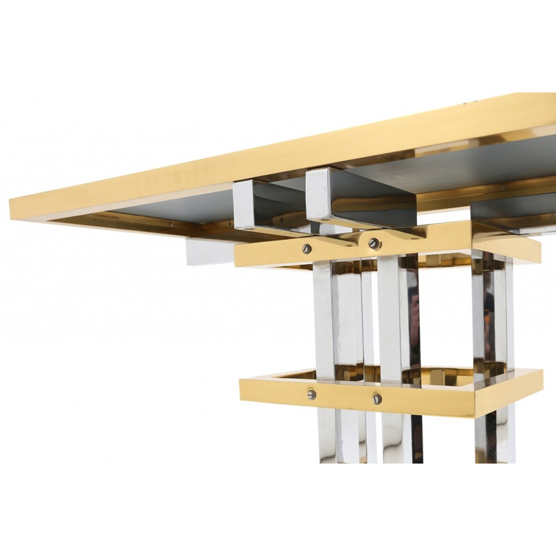 Brass And Chrome Unique Console Table - 1970s