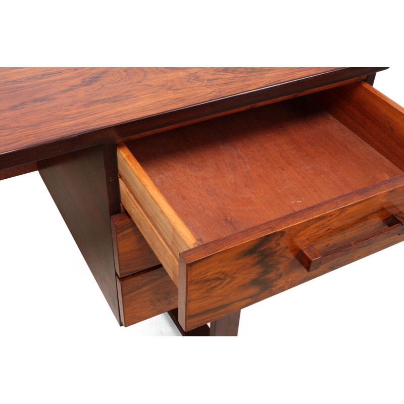 Vintage rosewood desk by Henning Jensen - 1960s