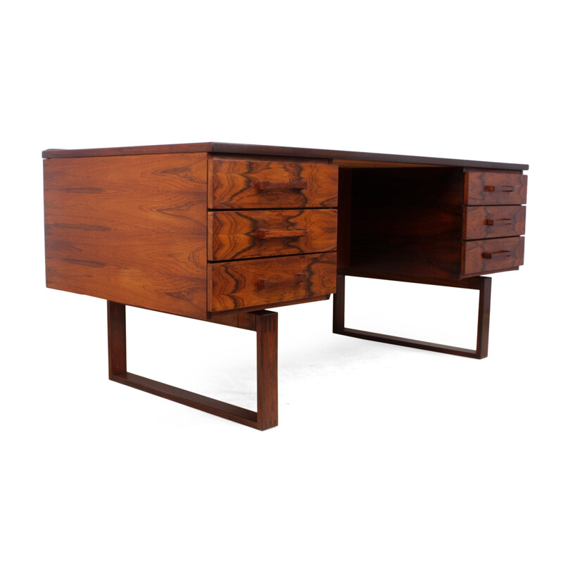 Vintage rosewood desk by Henning Jensen - 1960s