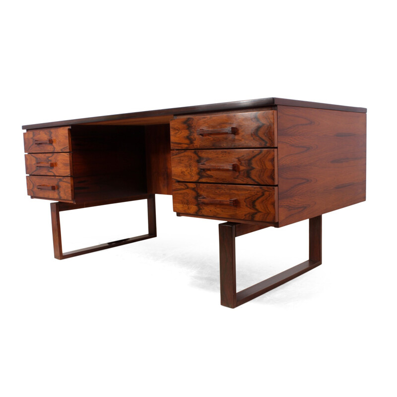 Vintage rosewood desk by Henning Jensen - 1960s