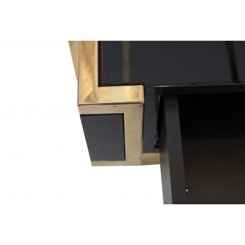 Black lacquer and brass shelves display unit -  1970s