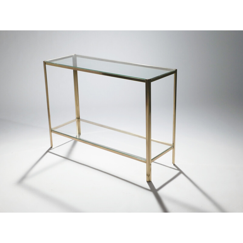 Vintage console in bronze and glass by Jacques Quinet for Broncz - 1960s 