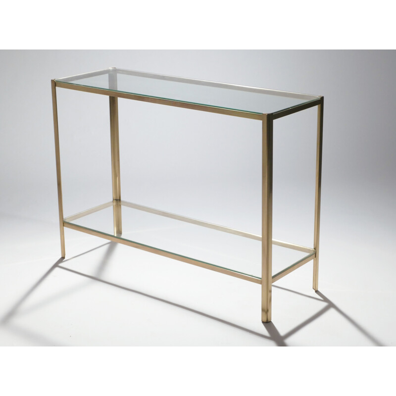 Vintage console in bronze and glass by Jacques Quinet for Broncz - 1960s 