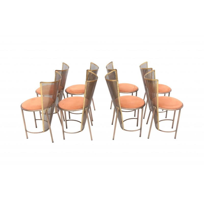 Set of 12 brass chairs by Frans Van Praet for Belgo Chrom - 1990s