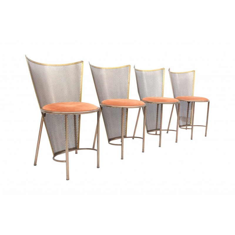 Set of 12 brass chairs by Frans Van Praet for Belgo Chrom - 1990s