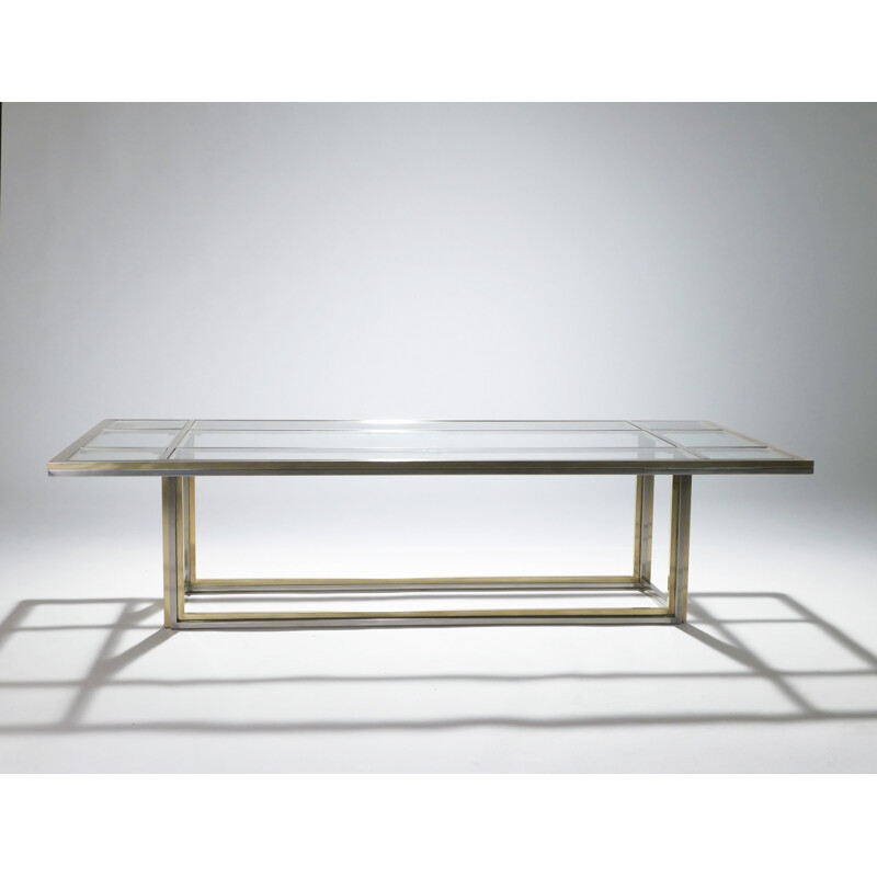 Large chrome and brass coffee table by Romeo Rega for Metalarte - 1970