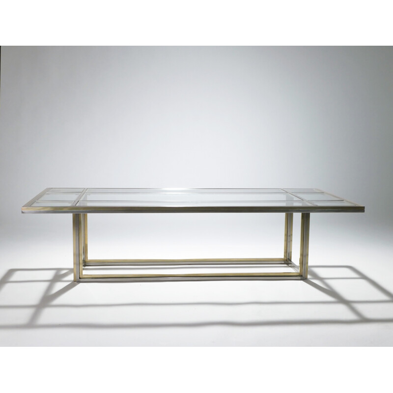 Grande table basse en chrome et laiton par Romeo Rega pour Metalarte - 1970