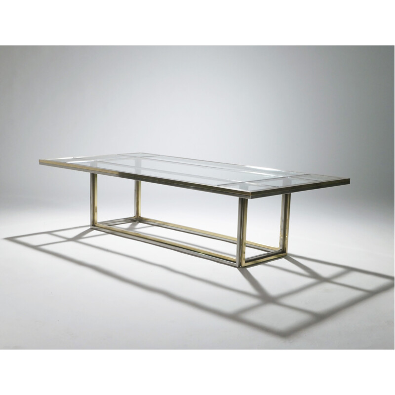 Grande table basse en chrome et laiton par Romeo Rega pour Metalarte - 1970