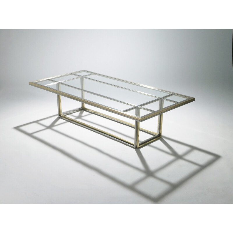 Large chrome and brass coffee table by Romeo Rega for Metalarte - 1970