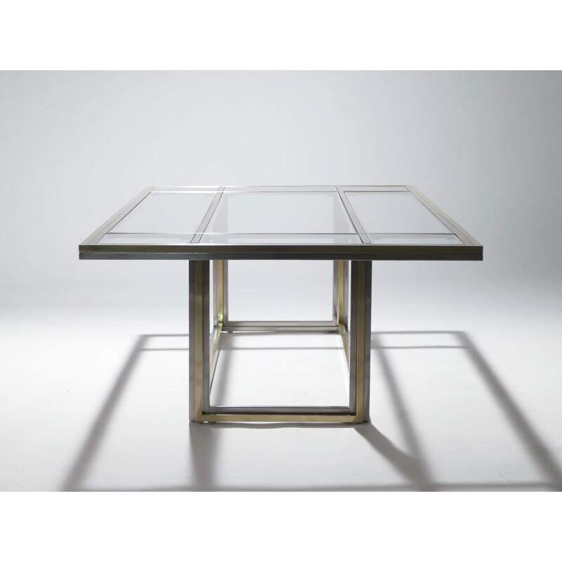 Large chrome and brass coffee table by Romeo Rega for Metalarte - 1970