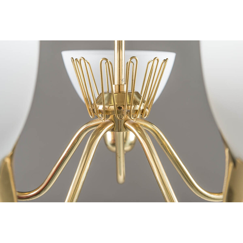 Swedish Brass and Glass Chandelier - 1950s