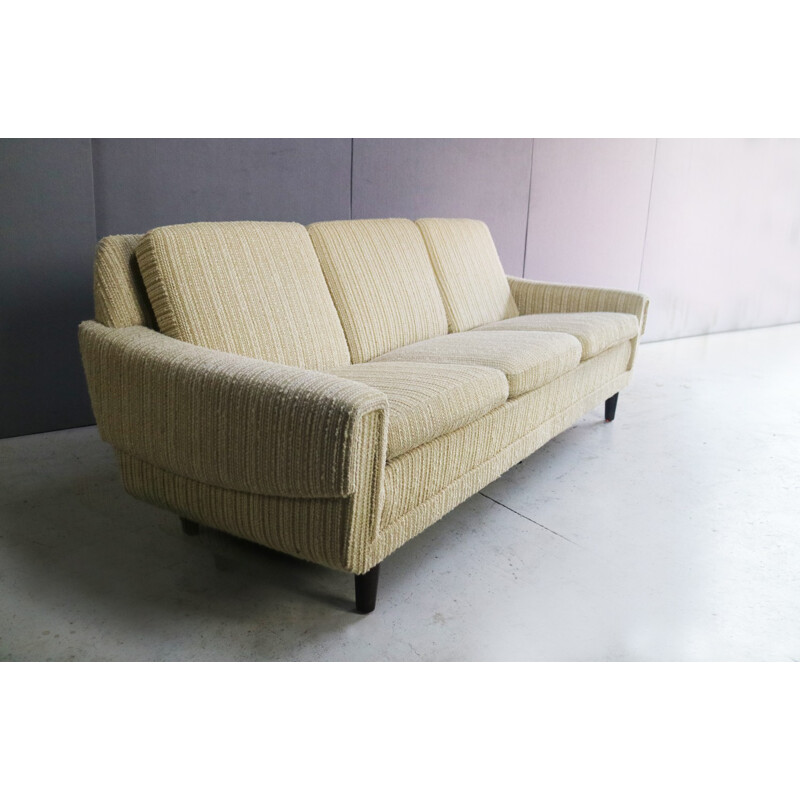 Canapé 3 places danois et fauteuil assorti avec tissu d'origine - 1970