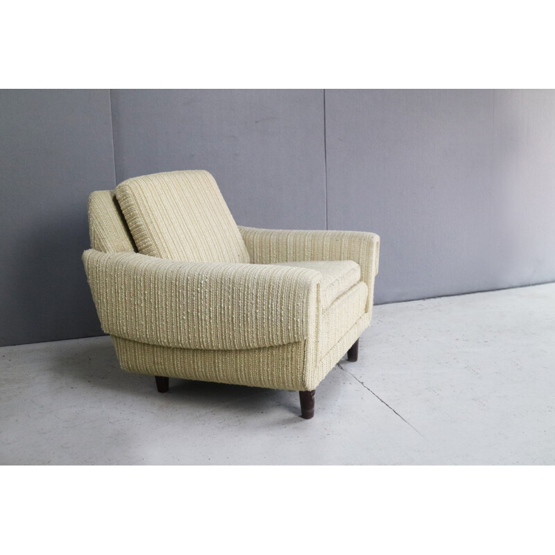 Danish 3 seat sofa and matching armchair with original fabric - 1970s
