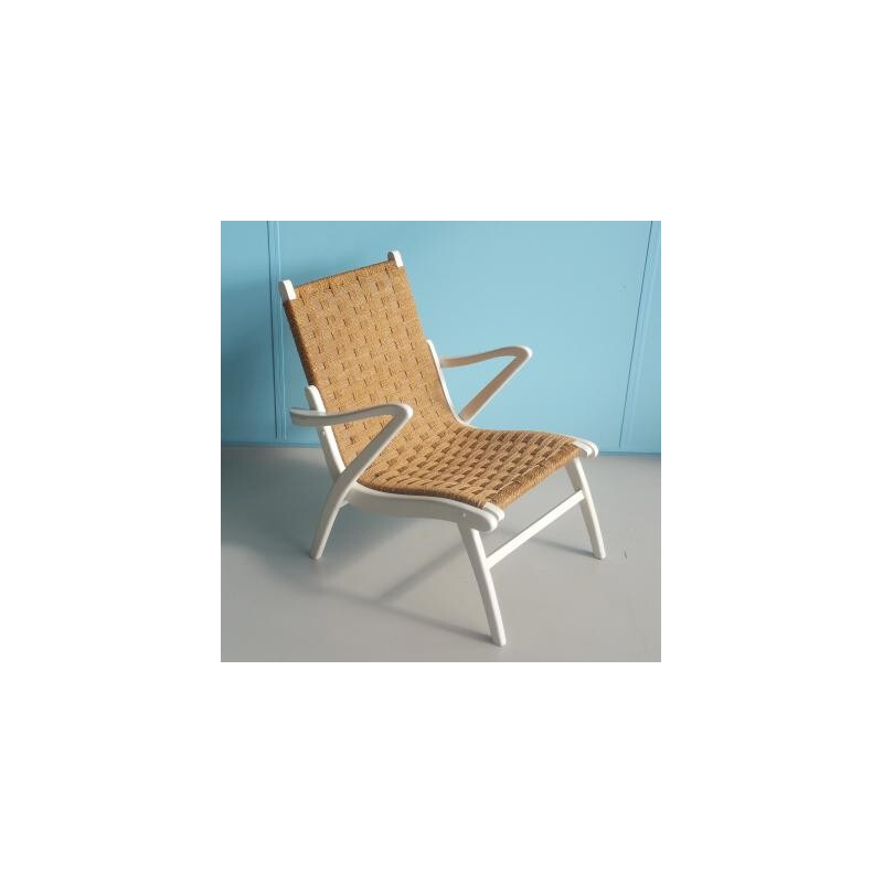 Mid century Wood and rope chair - 1940s