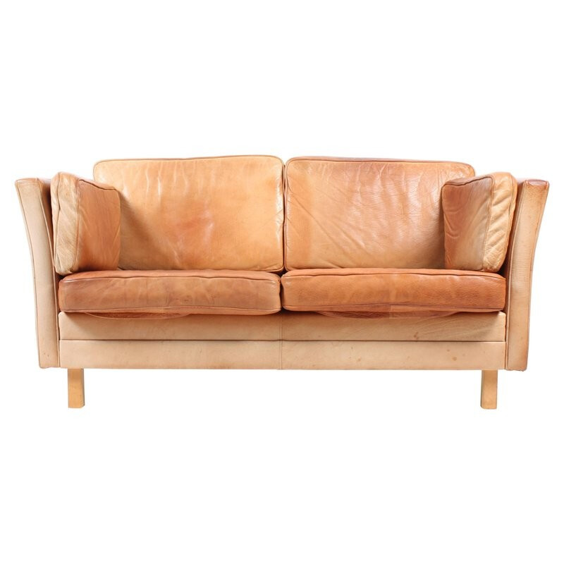 Danish Sofa in Patinated Leather - 1970s