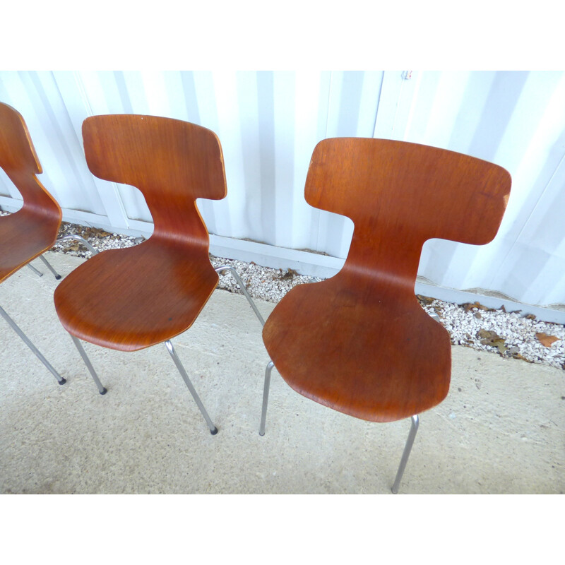 Set of 5 teak hammer chairs by Arne Jacobsen for Fritz Hansen - 1976