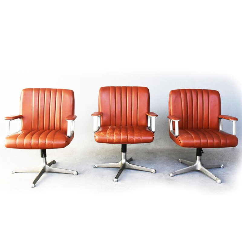 Set of 3 armchairs P128 by Osvaldo Borsani for Tecno - 1970s