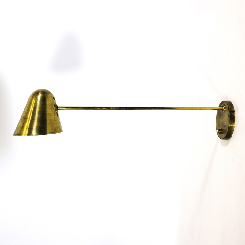 Vintage large brass wall lamp - 1950s