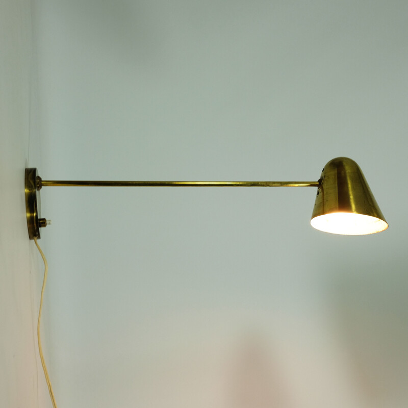 Vintage large brass wall lamp - 1950s