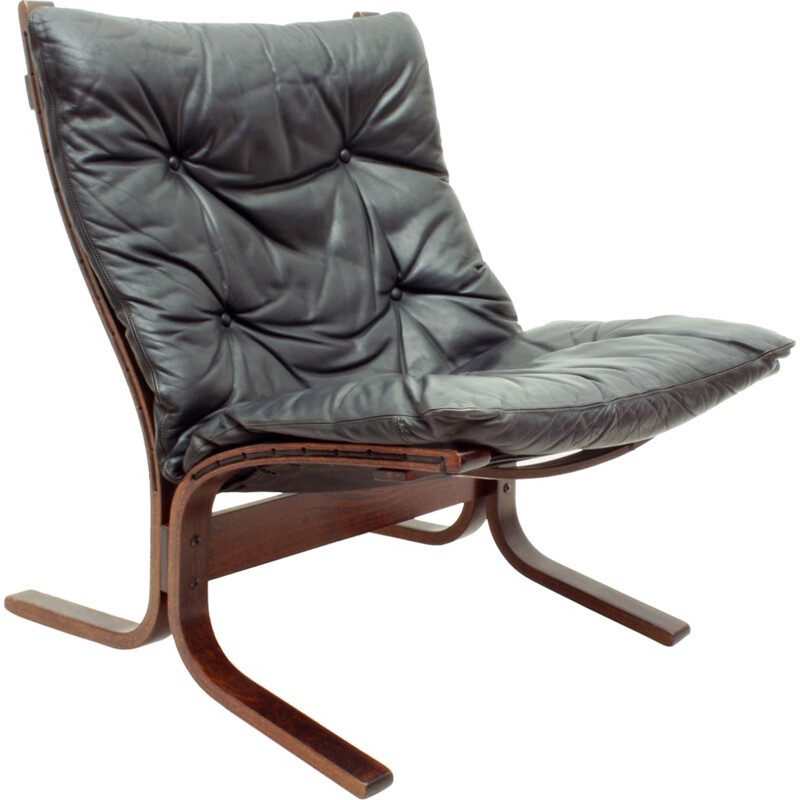 Fauteuil "Siesta" en contreplaqué et en cuir norvégien par Ingmar Relling pour Westnofa Furniture - 1960