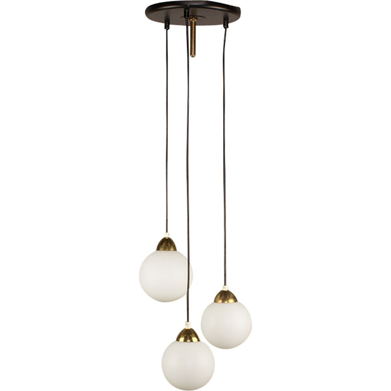 Suspension en cascade vintage en verre opalin - 1950