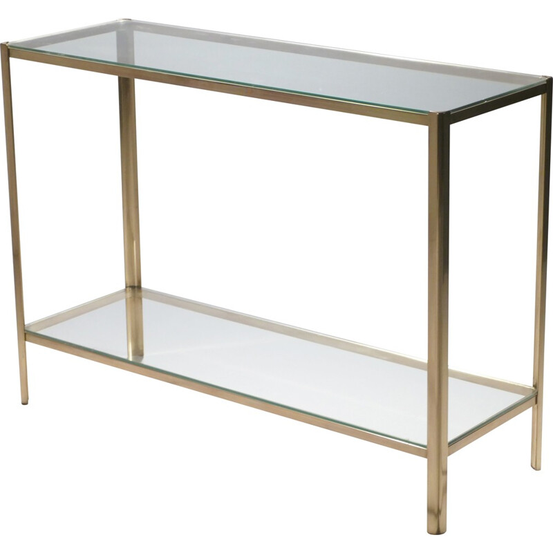 Console vintage en bronze et verre par Jacques Quinet pour Broncz - 1960