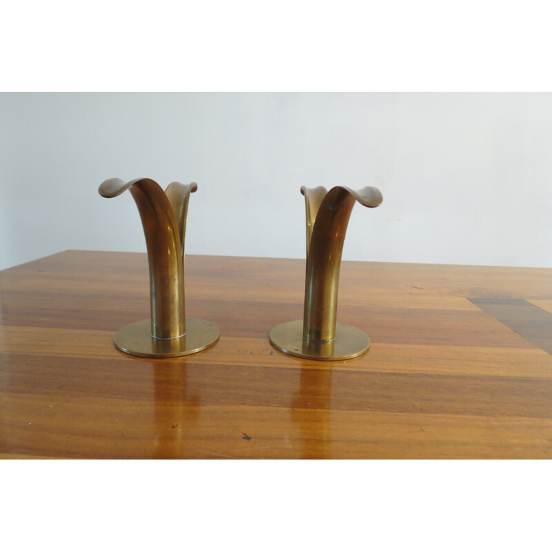 Pair of "Lilly" candleholders by Ivar Alenius Bjork for Ystad Metall - 1960s