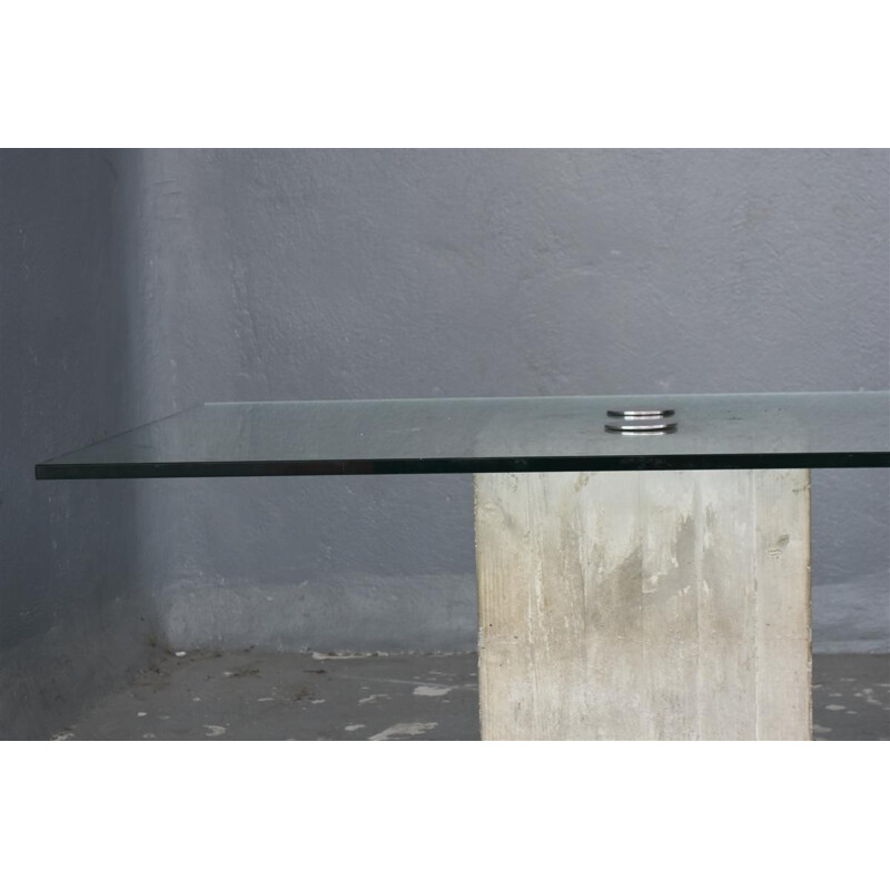 Vintage concrete and glass dinning table by Georgio Saporiti - 1973