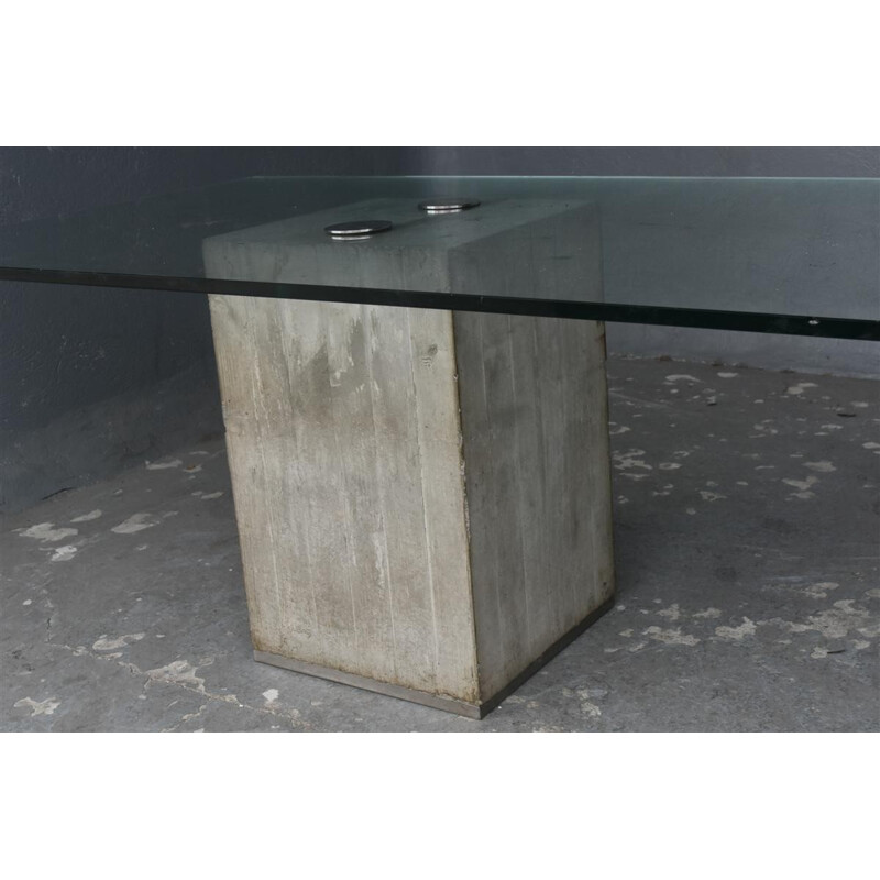 Vintage concrete and glass dinning table by Georgio Saporiti - 1973