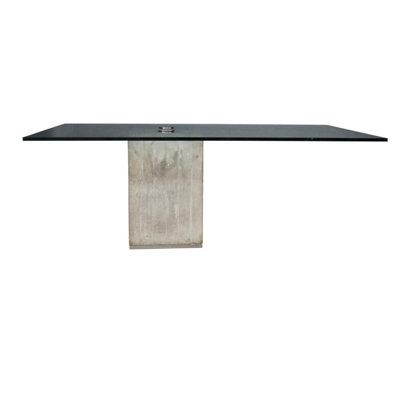 Vintage concrete and glass dinning table by Georgio Saporiti - 1973