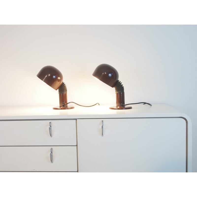 Vintage pair of brown bedlamps by Hala Zeist - 1970s