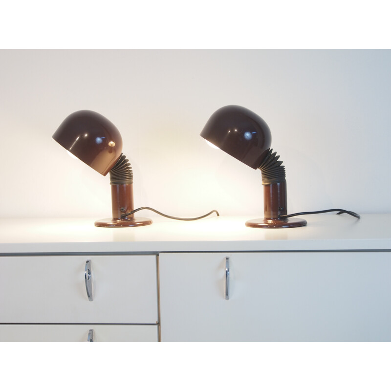 Vintage pair of brown bedlamps by Hala Zeist - 1970s