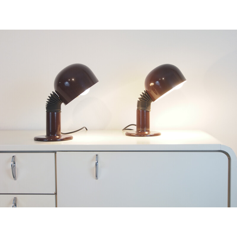 Vintage pair of brown bedlamps by Hala Zeist - 1970s