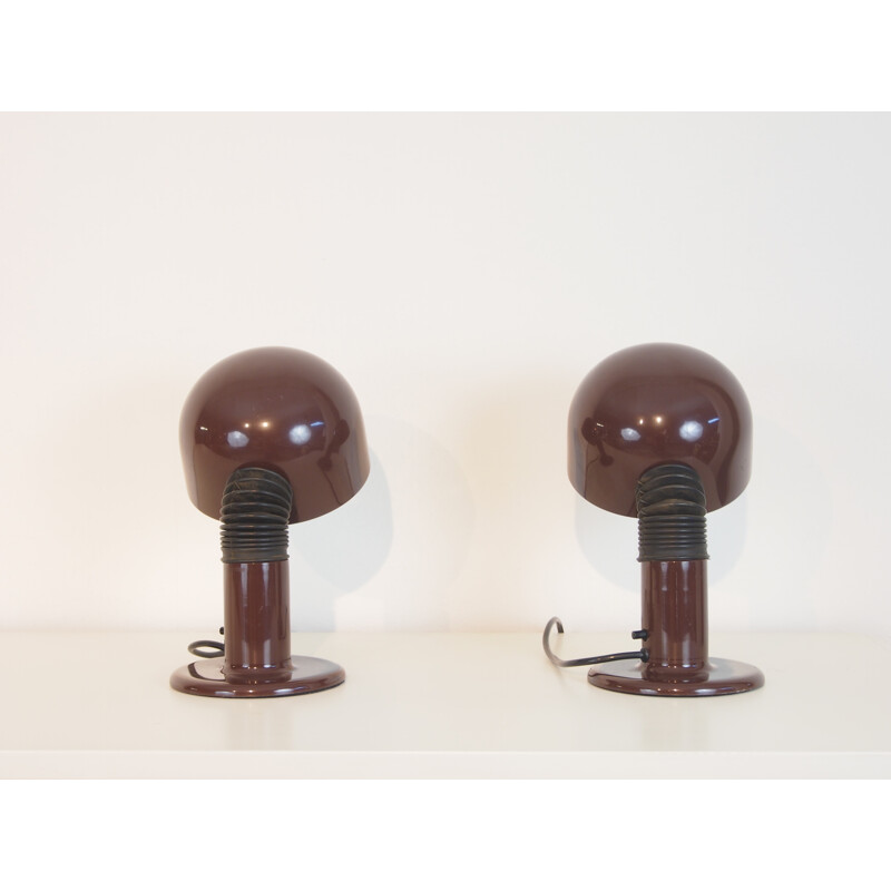 Vintage pair of brown bedlamps by Hala Zeist - 1970s