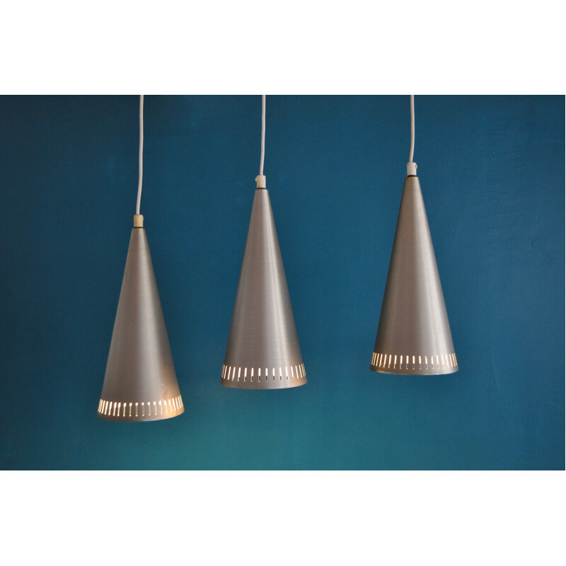 Set of 3 Swedish conical hanging lamps - 1960s