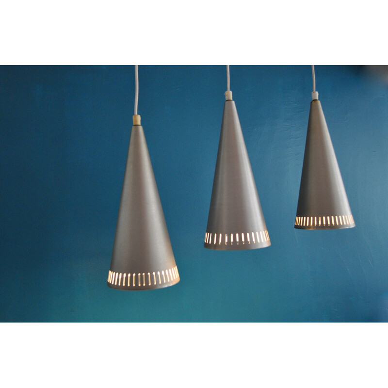 Set of 3 Swedish conical hanging lamps - 1960s