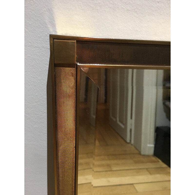 French Neoclassical brass mirror - 1970s