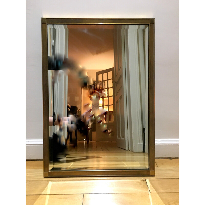 French Neoclassical brass mirror - 1970s