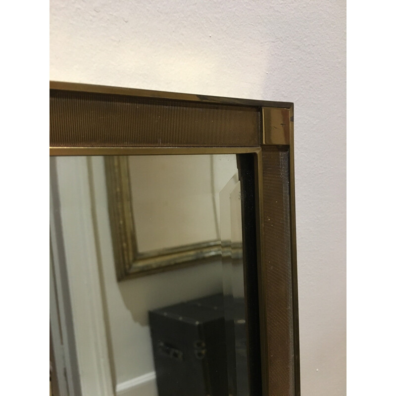 French Neoclassical brass mirror - 1970s