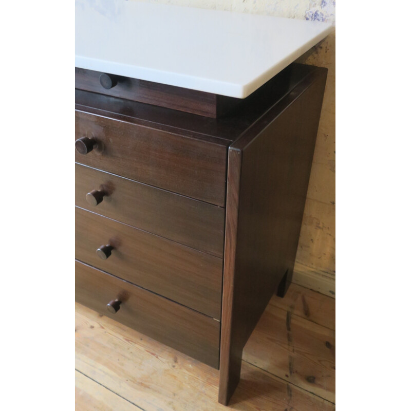 Italian chest of drawers with rosewood and marble-Top - 1960s