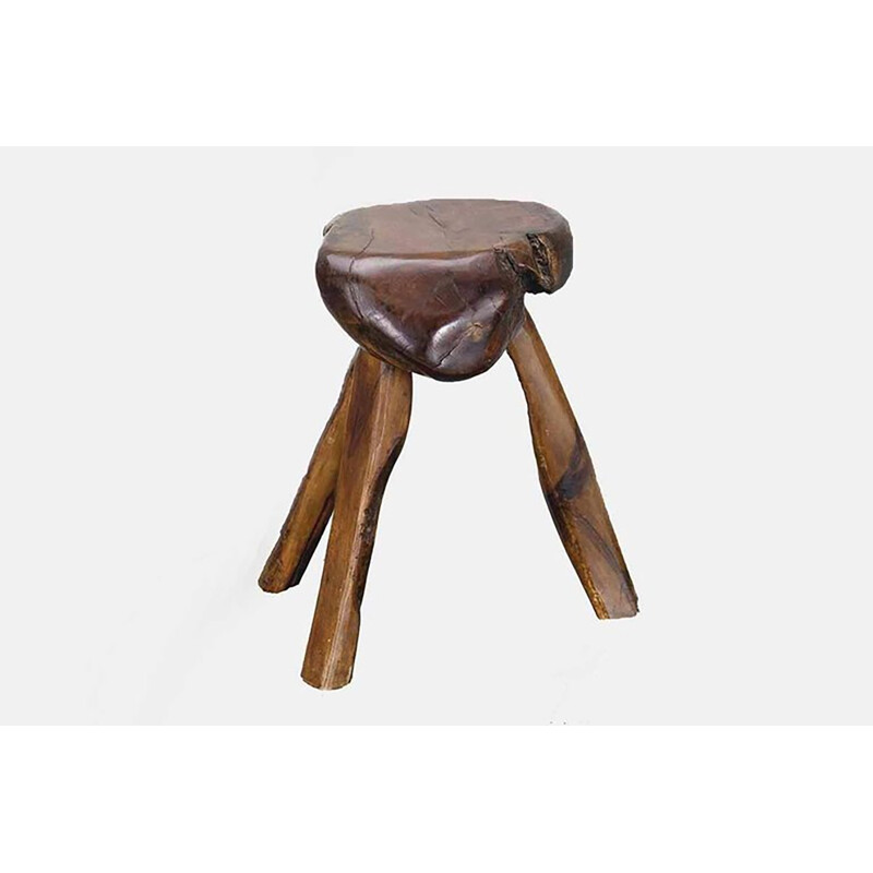 Mid century Solid Olive Stool - 1950s