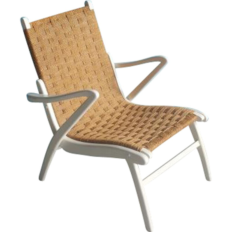 Mid century Wood and rope chair - 1940s