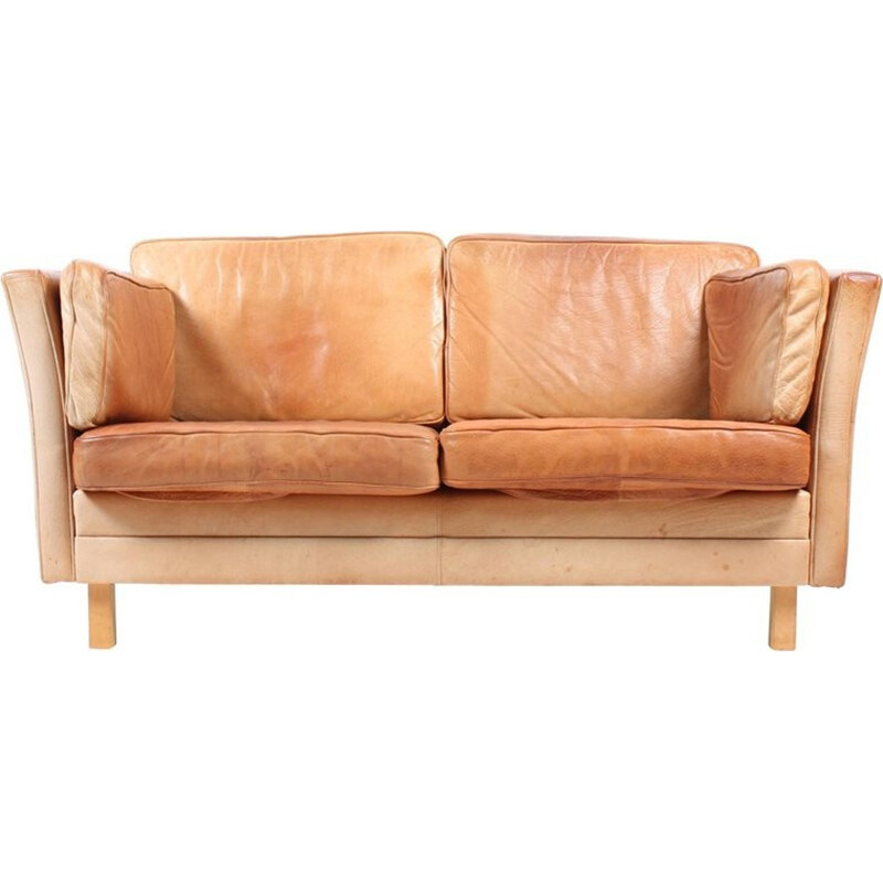 Danish Sofa in Patinated Leather - 1970s