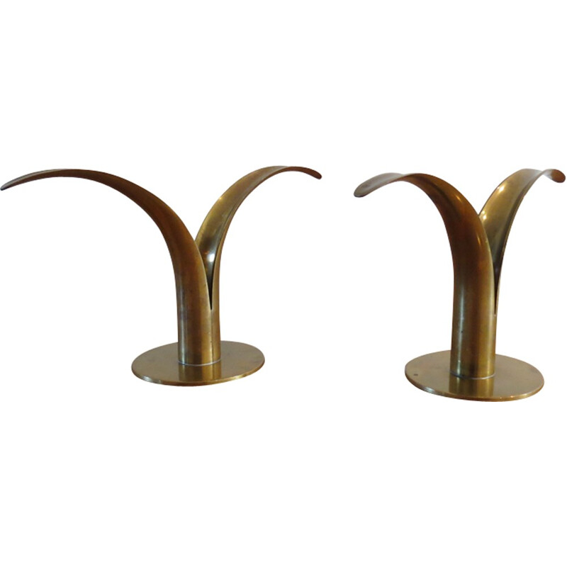 Pair of "Lilly" candleholders by Ivar Alenius Bjork for Ystad Metall - 1960s