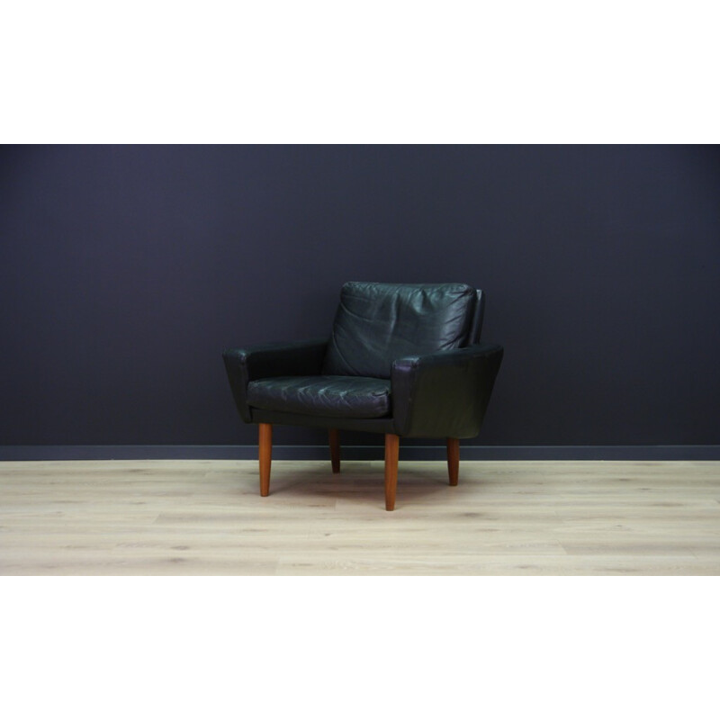 Fauteuil en cuir vintage classique au design danois - 1970