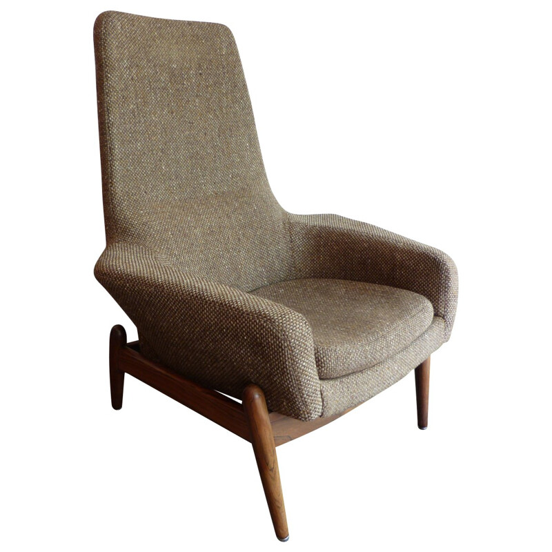 Armchair in Scottish woollen fabric, Ib KOFOD LARSEN - 1950s 