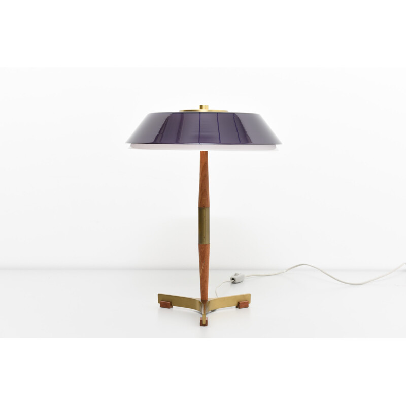 Lampe de bureau "Senor" en bois et laiton, Jo HAMMERBORG - années 60